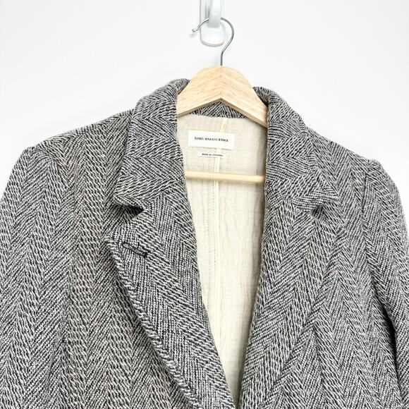 Isabel Marant Etoile Herringbone Wool Blend Blazer | Gray | SZ 8 - Picture 3 of 10